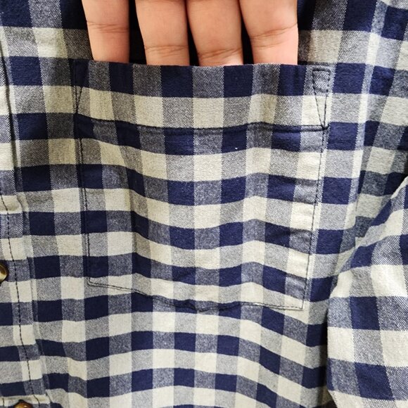 Old Navy Men's XL Blue White Gingham Button Up Shirt Regular Fit Built-In Flex - Picture 5 of 11